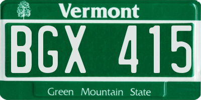 VT license plate BGX415