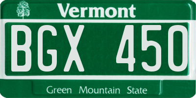 VT license plate BGX450