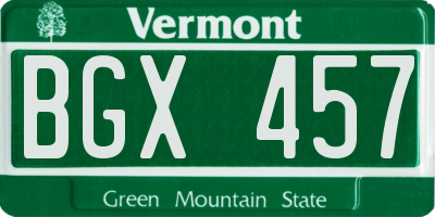 VT license plate BGX457