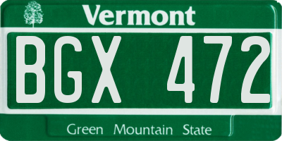 VT license plate BGX472