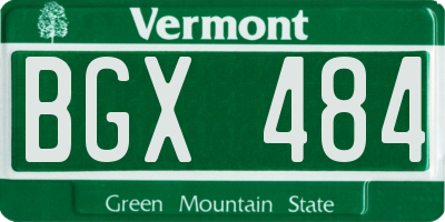 VT license plate BGX484