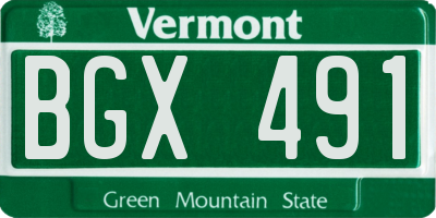 VT license plate BGX491