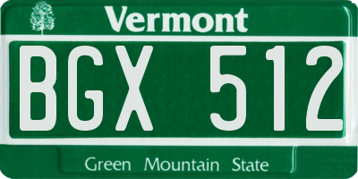 VT license plate BGX512