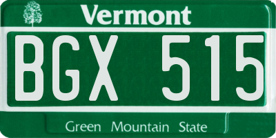 VT license plate BGX515