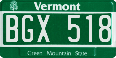 VT license plate BGX518