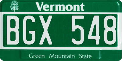 VT license plate BGX548