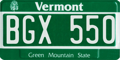 VT license plate BGX550