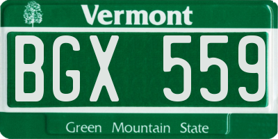 VT license plate BGX559