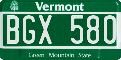 VT license plate BGX580