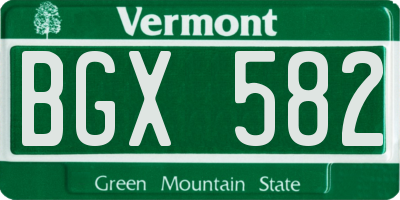 VT license plate BGX582