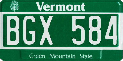 VT license plate BGX584