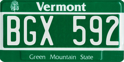 VT license plate BGX592