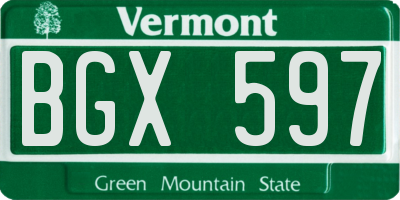 VT license plate BGX597