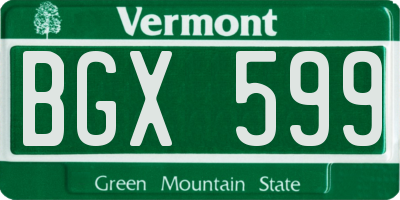 VT license plate BGX599