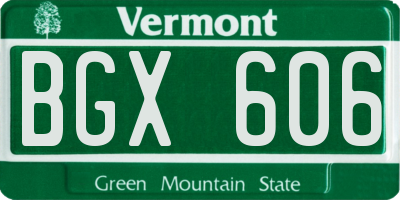 VT license plate BGX606