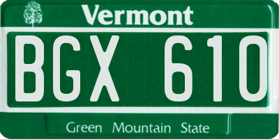VT license plate BGX610