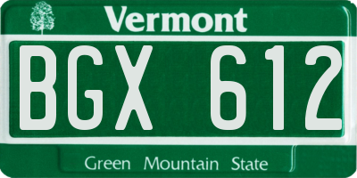 VT license plate BGX612