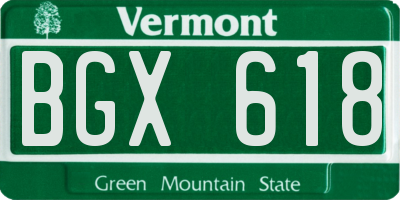 VT license plate BGX618