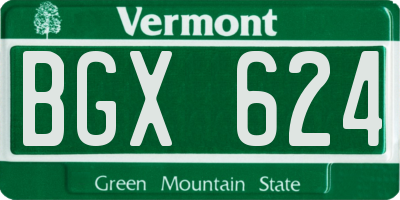 VT license plate BGX624