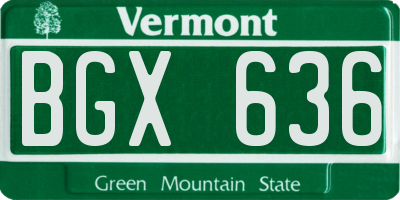 VT license plate BGX636