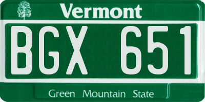 VT license plate BGX651