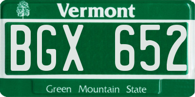 VT license plate BGX652