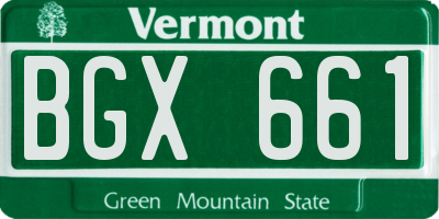VT license plate BGX661