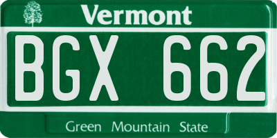 VT license plate BGX662