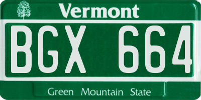 VT license plate BGX664