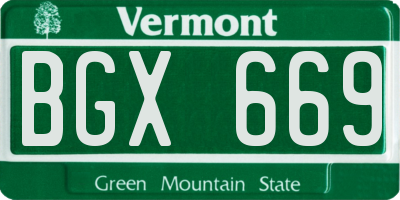VT license plate BGX669