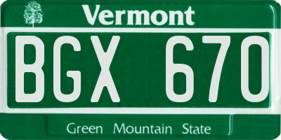 VT license plate BGX670