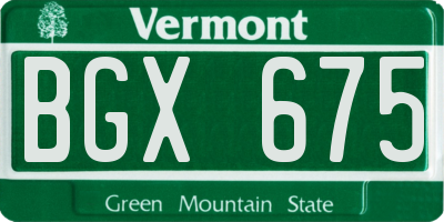 VT license plate BGX675