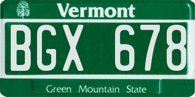 VT license plate BGX678