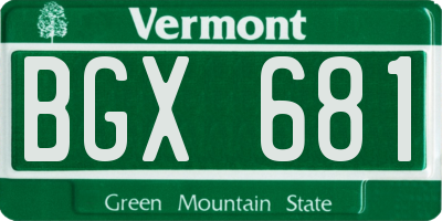 VT license plate BGX681