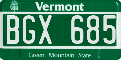 VT license plate BGX685