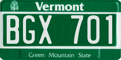 VT license plate BGX701