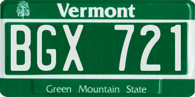 VT license plate BGX721