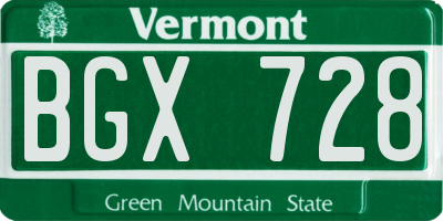 VT license plate BGX728