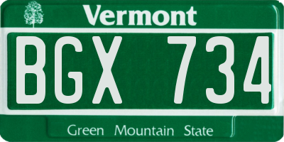 VT license plate BGX734