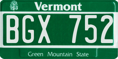 VT license plate BGX752