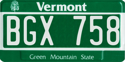 VT license plate BGX758
