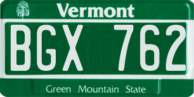 VT license plate BGX762