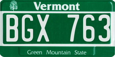 VT license plate BGX763