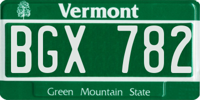 VT license plate BGX782