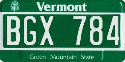 VT license plate BGX784