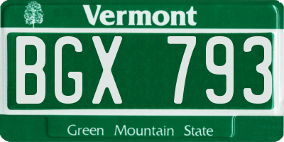 VT license plate BGX793
