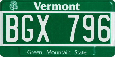 VT license plate BGX796