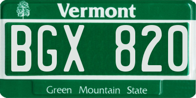 VT license plate BGX820