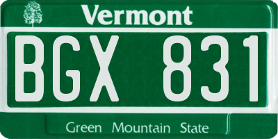 VT license plate BGX831