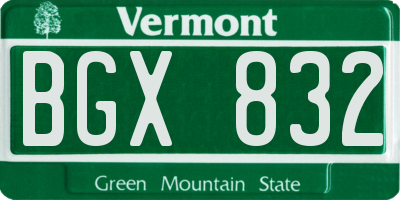 VT license plate BGX832